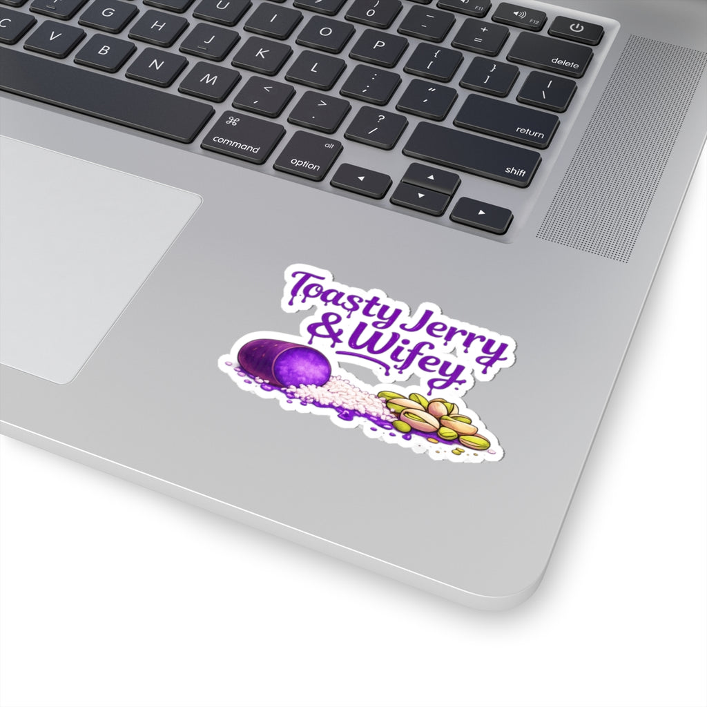 Kiss-Cut Sticker — "Toasty Jerry & Wifey" Ube + Coconut Flakes + Pistachio Vinyl Decal