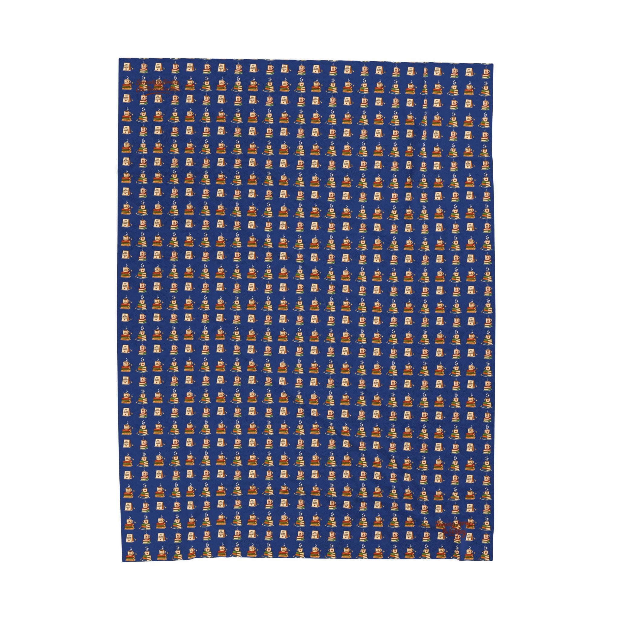 Cozy Book Lovers Books & Coffee Velveteen Plush Blanket