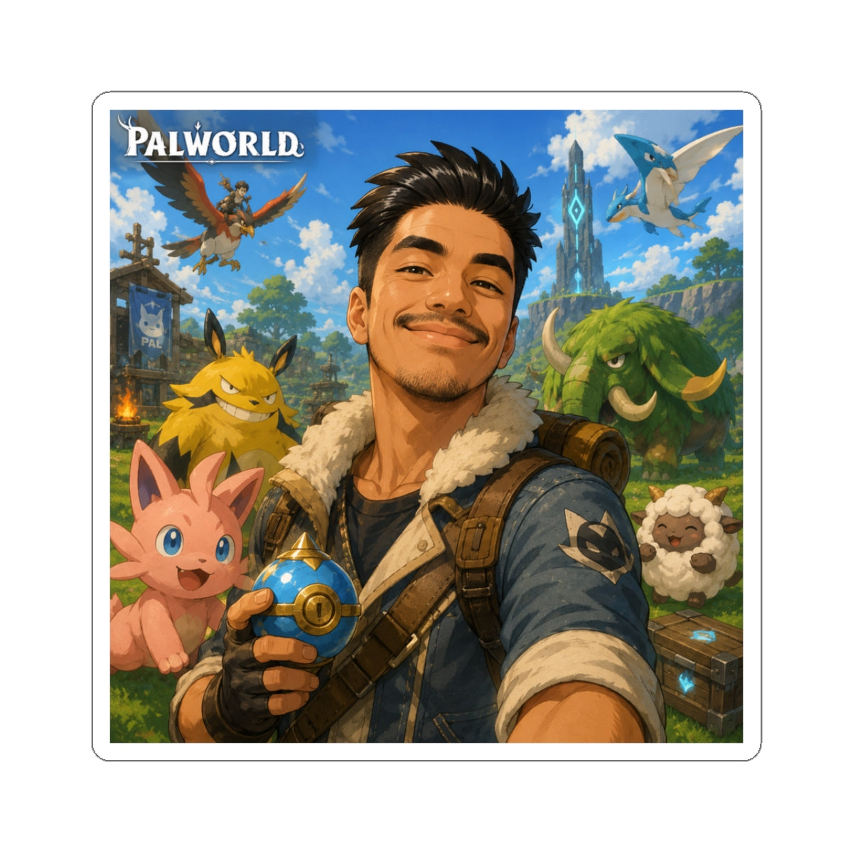 Palworld Selfie Sticker — Gamer Character Kiss-Cut Vinyl Sticker