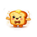 Kawaii Winking Arms out Toast Sticker