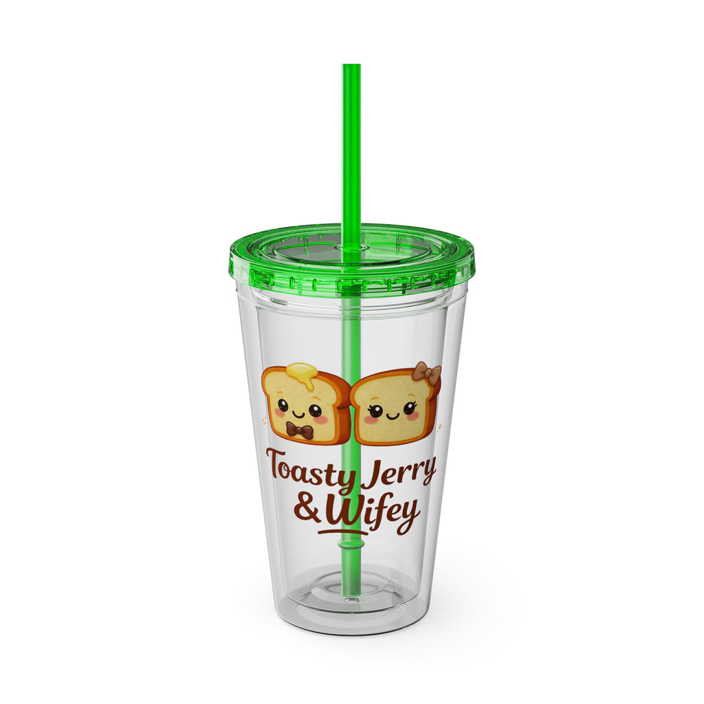 Toasty Jerry & Wifey 16oz Acrylic Tumbler Cup with Straw