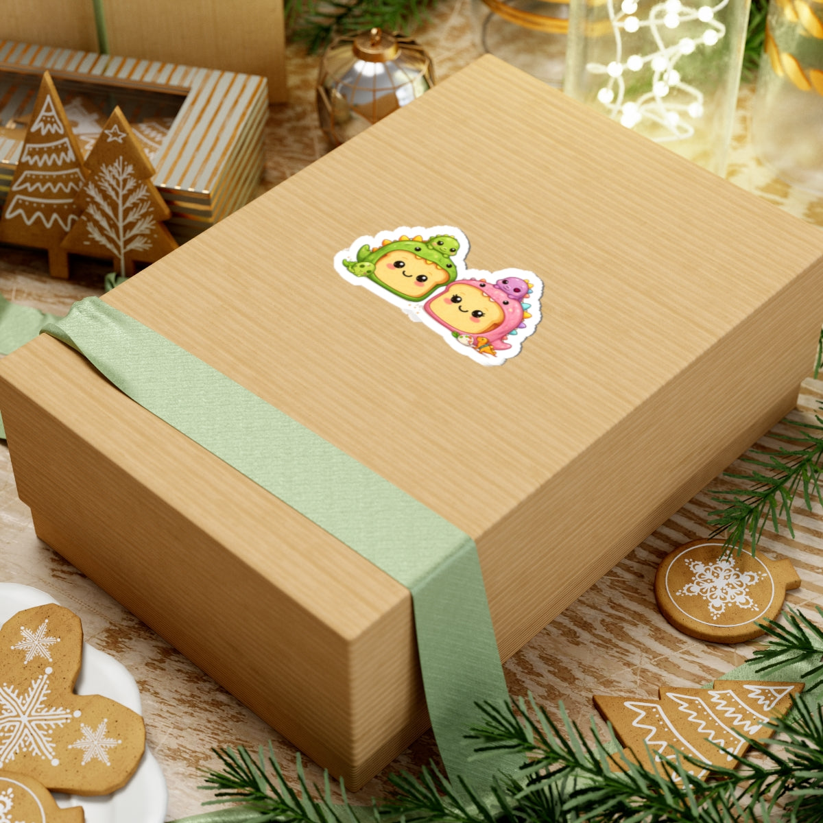 Cute Dino Toast Kiss-Cut Sticker