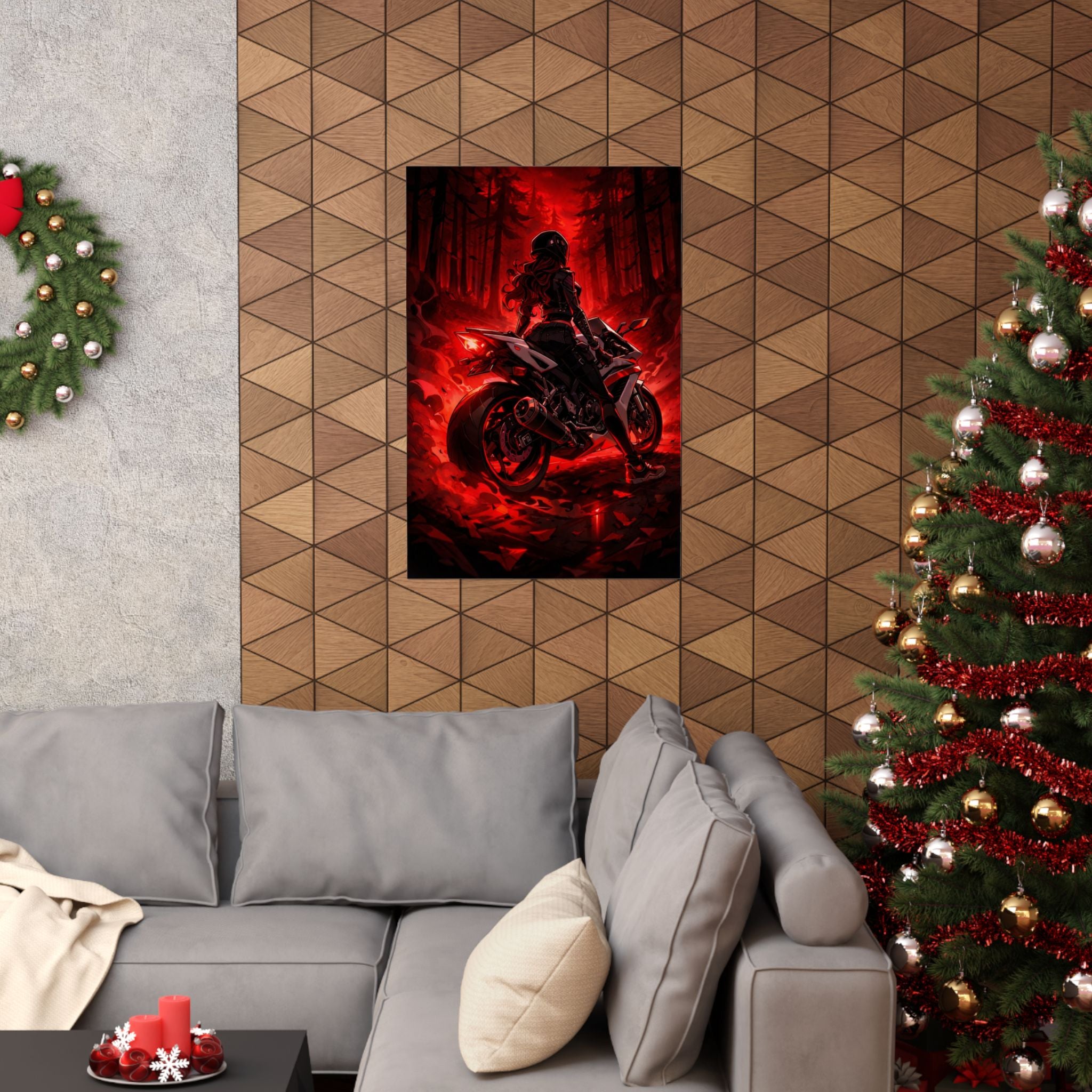 Matte Vertical Print Poster - Celi Dark Red Night
