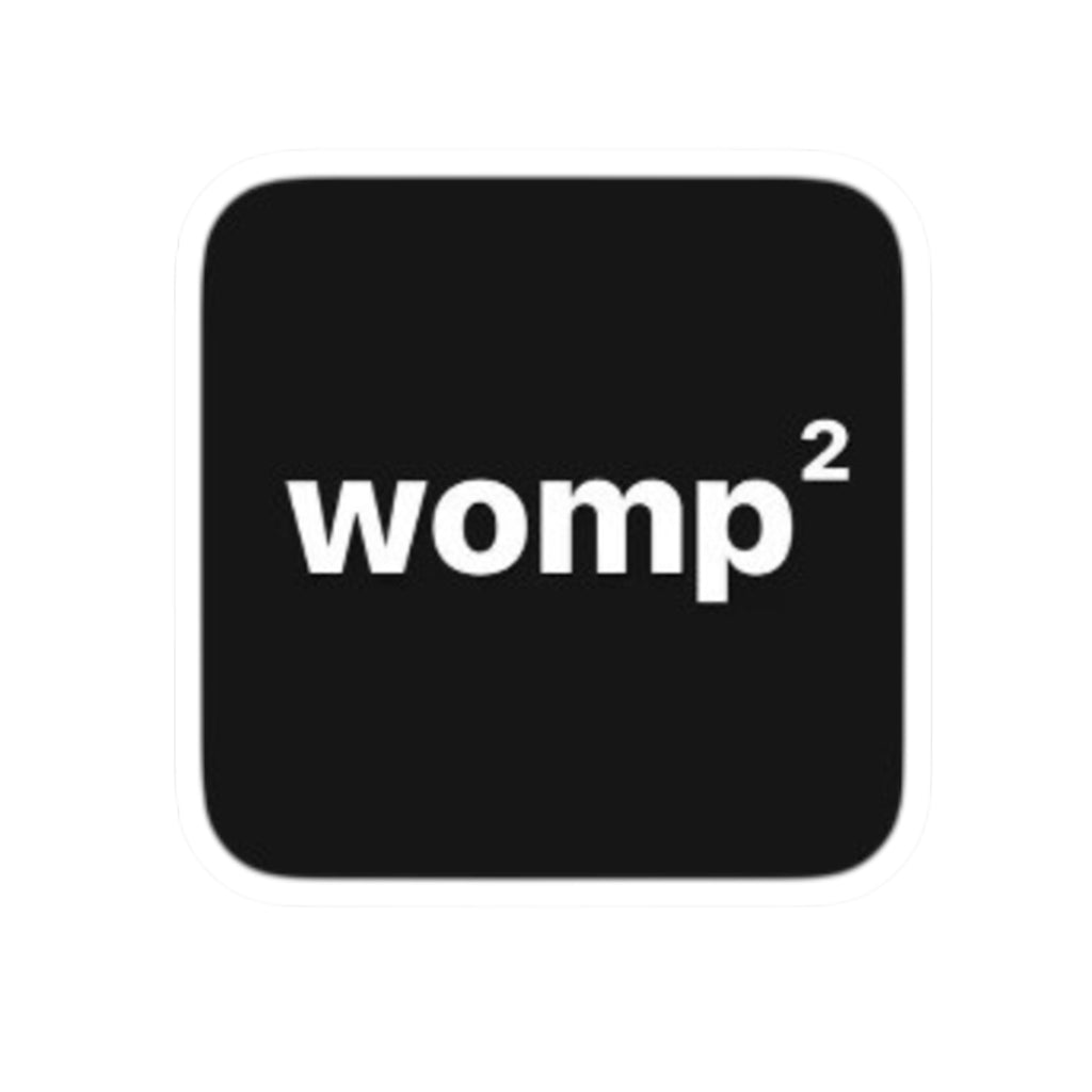 Womp Black Square Sticker — Minimal Laptop Decal