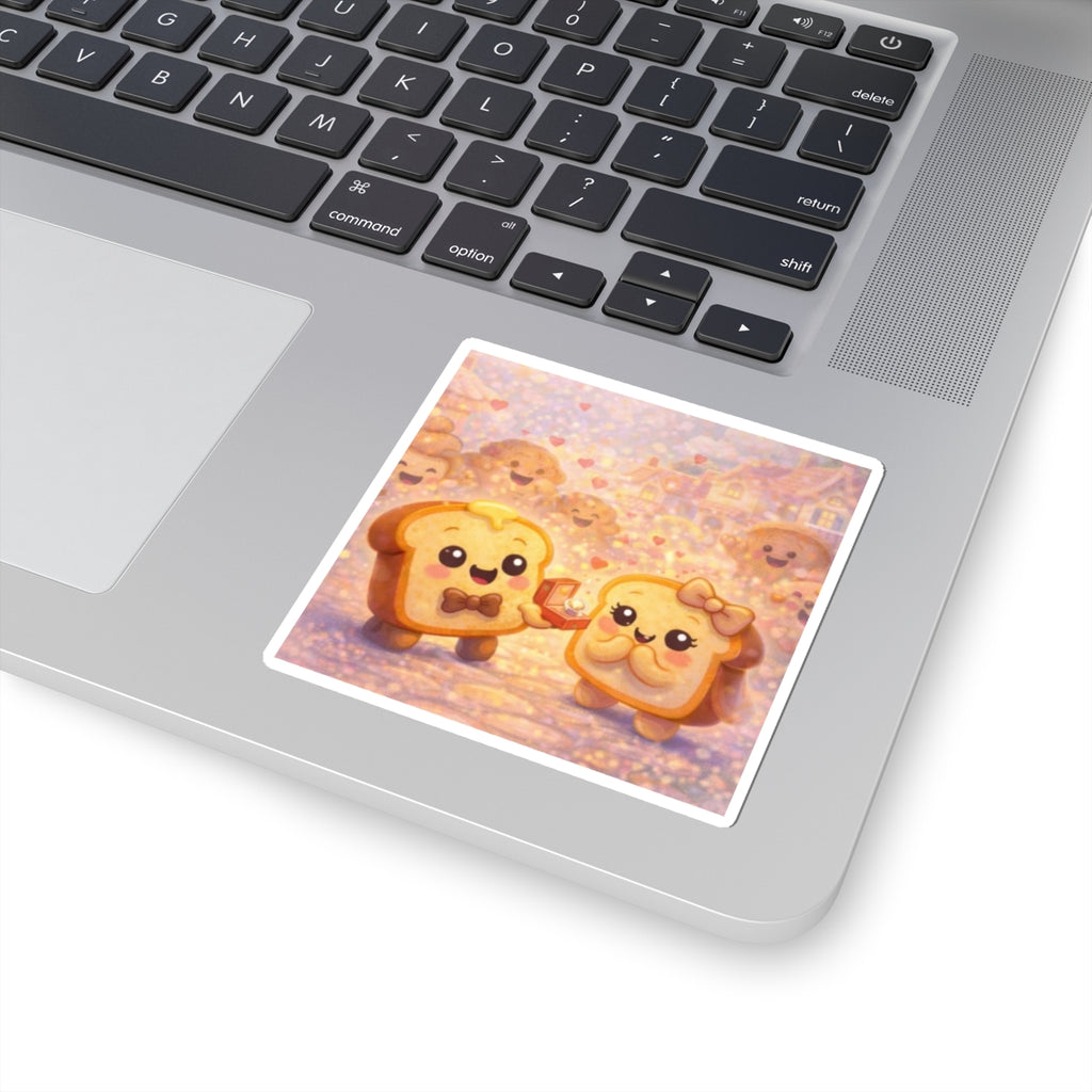 Cute Toast Proposal Story Kiss-Cut Sticker