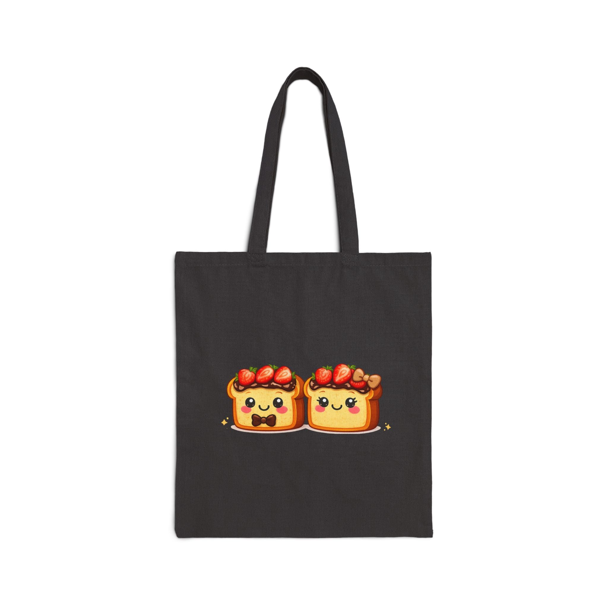 Tote Bag — "Toasty Jerry & Wifey" Strawberry + Chocolate Couple Canvas Tote