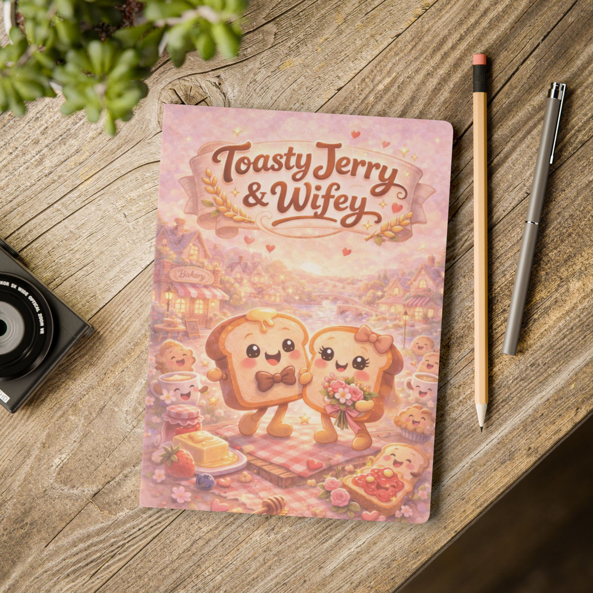 Toasty Jerry & Wifey Cute Couple Toast Notebook & Story Book inside