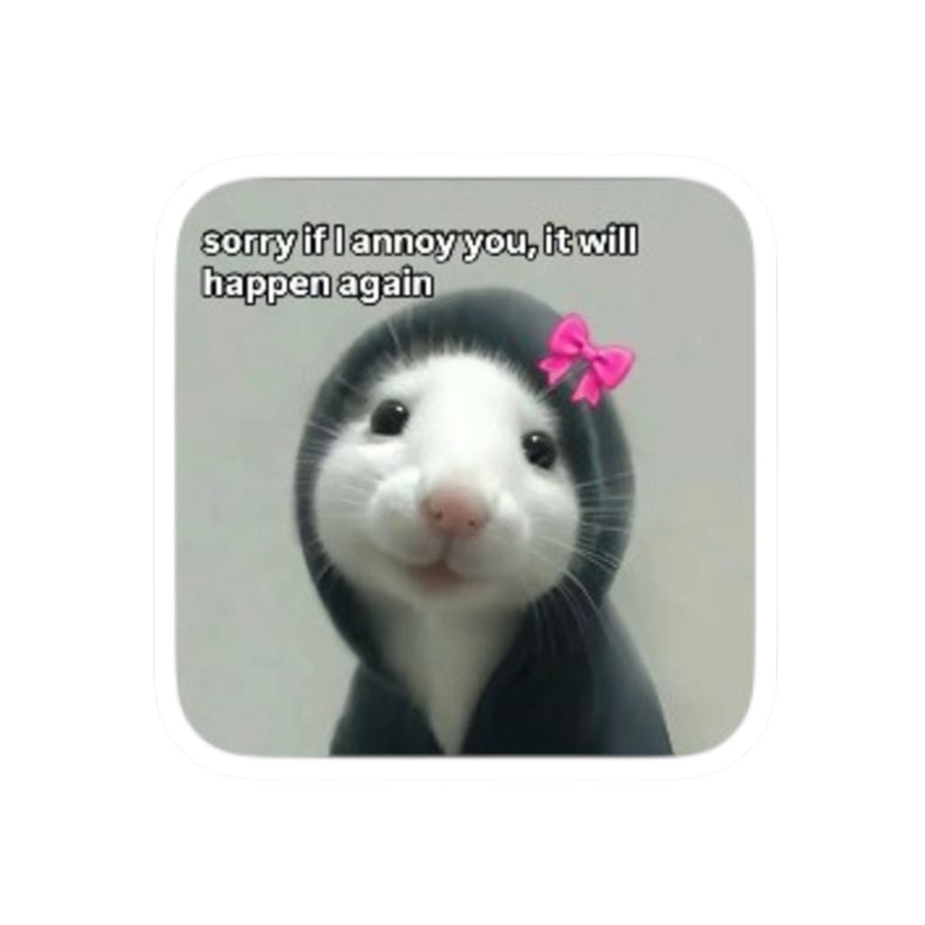 Adorable Hooded Ferret with Pink Bow Kiss-Cut Sticker
