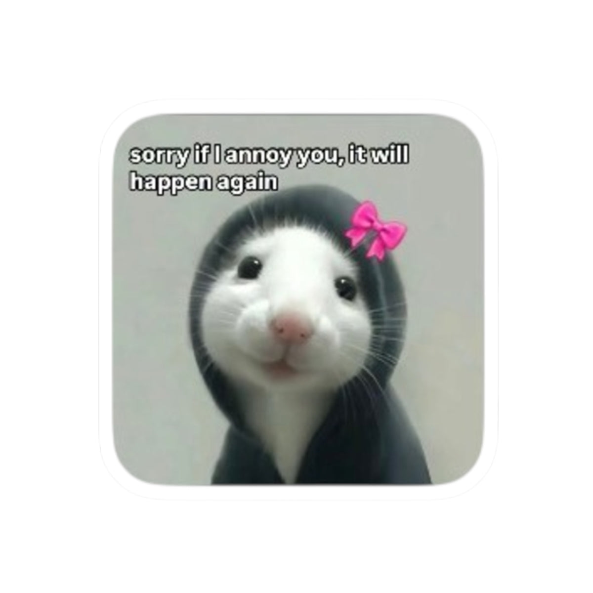 Adorable Hooded Ferret with Pink Bow Kiss-Cut Sticker