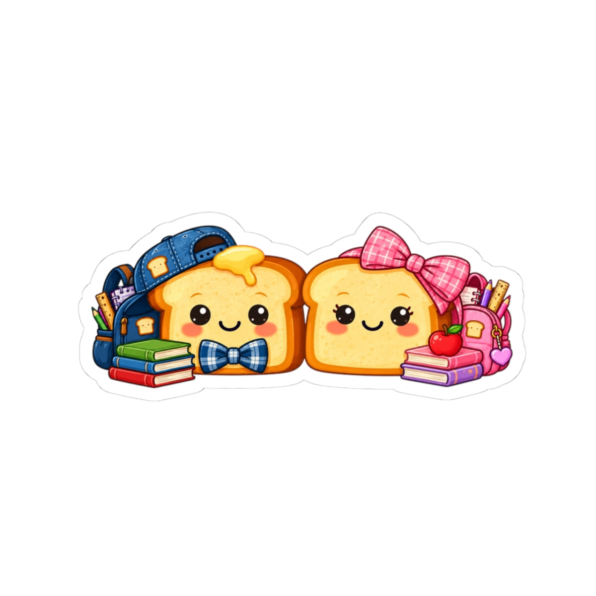 Kawaii Back-to-School Toast Kiss-Cut Sticker