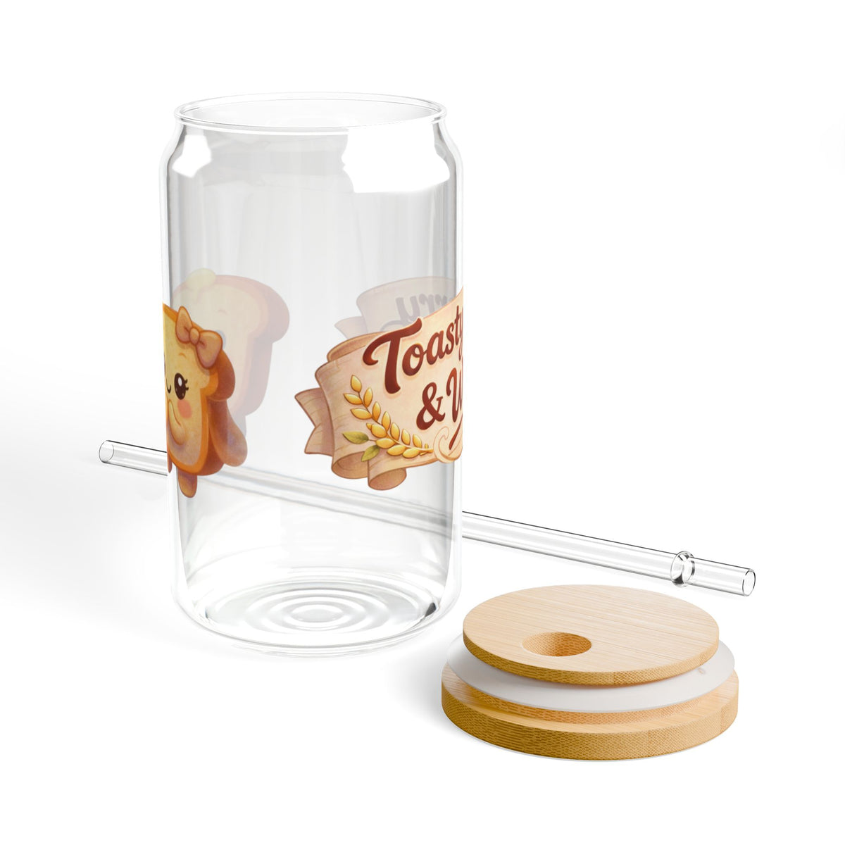 ToastyJerry & Wifey Story Book - 16oz Cute Breakfast Kawaii Drinking Jar with Straw