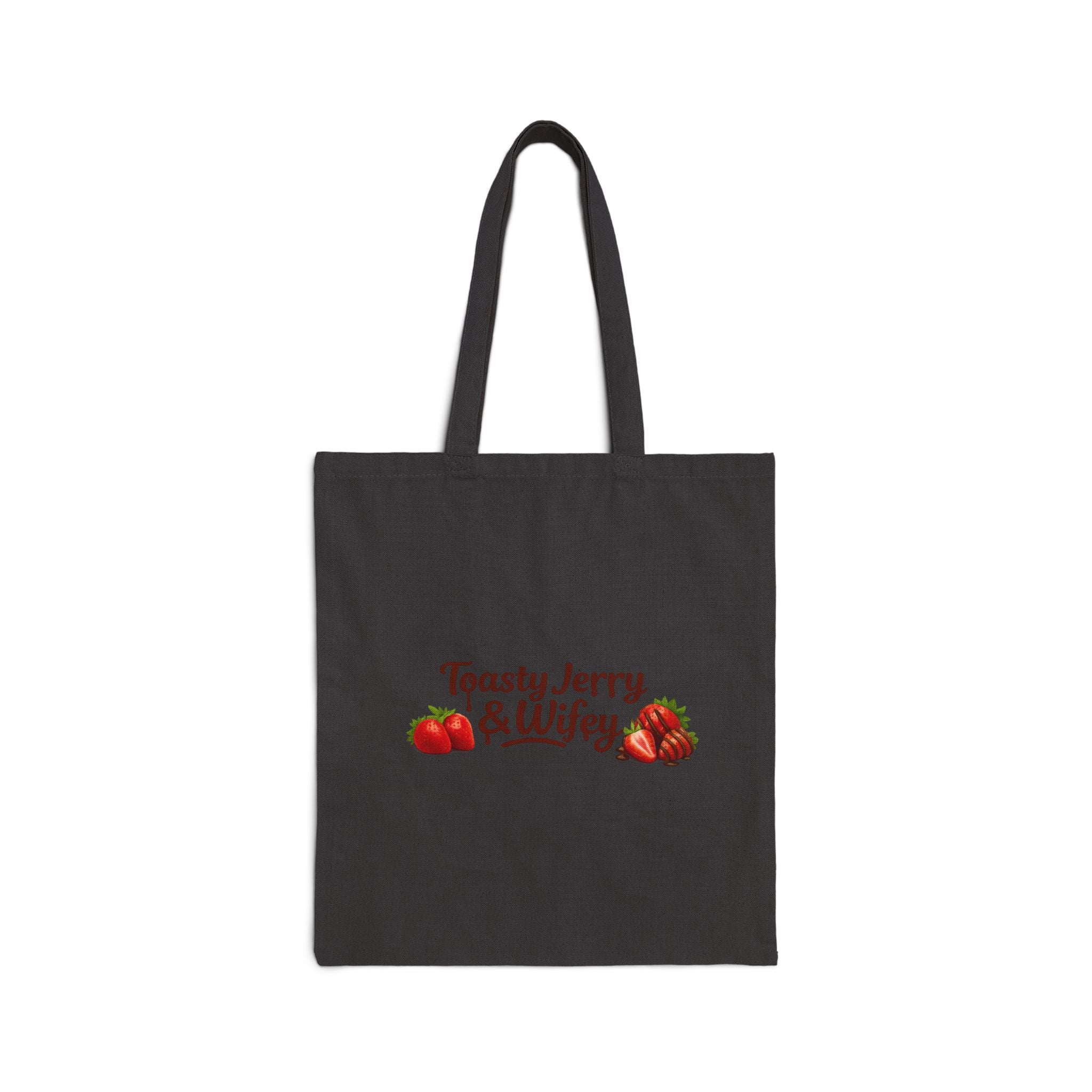 Tote Bag — "Toasty Jerry & Wifey" Strawberry + Chocolate Couple Canvas Tote