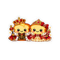 Royal Toast Kiss-Cut Sticker — Cute King & Queen Bread Couple Laptop Decal