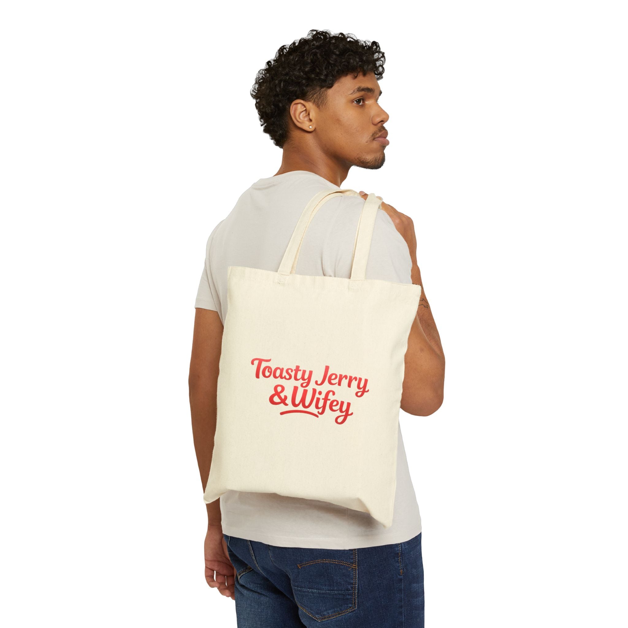 Tote Bag — "Toasty Jerry & Wifey" Red + Pink Canvas Tote