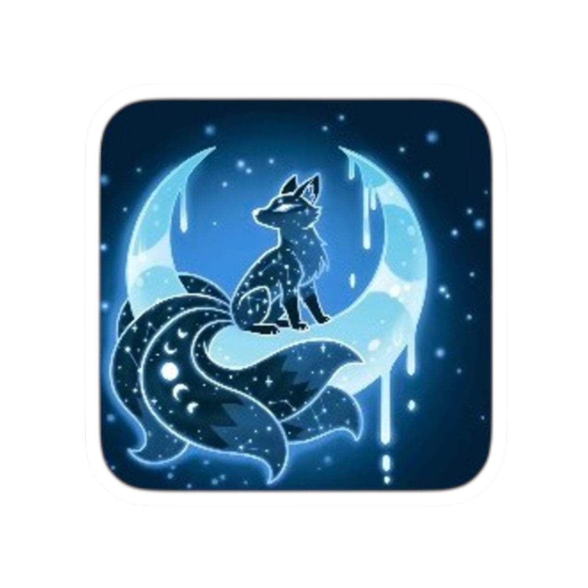 Moon Fox Sticker — Blue Celestial Vinyl Kiss-Cut Sticker