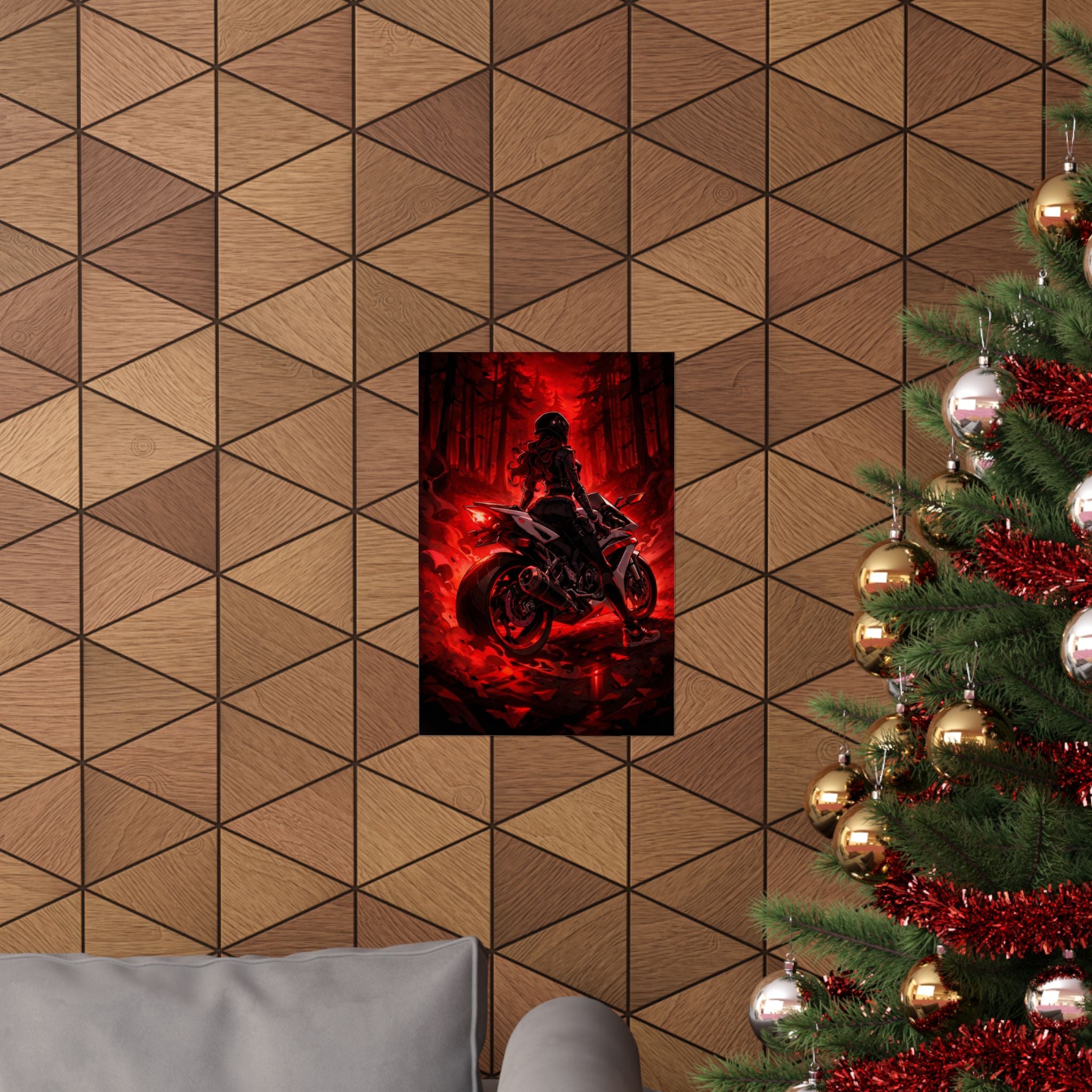 Matte Vertical Print Poster - Celi Dark Red Night