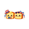 4th of July Kawaii Toast Kiss-Cut Sticker