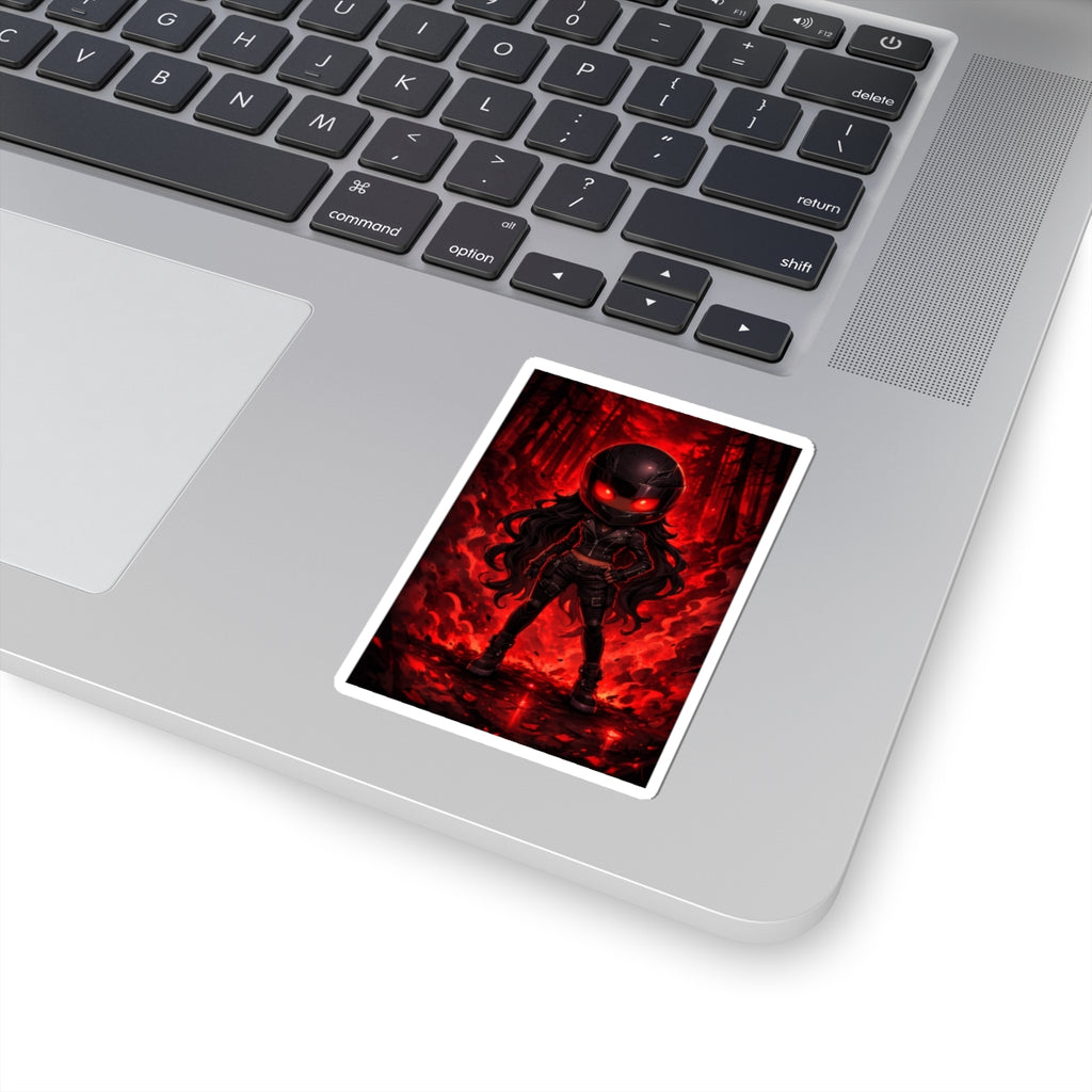 Kiss-Cut Sticker - Celi Dark Red Night Chibi