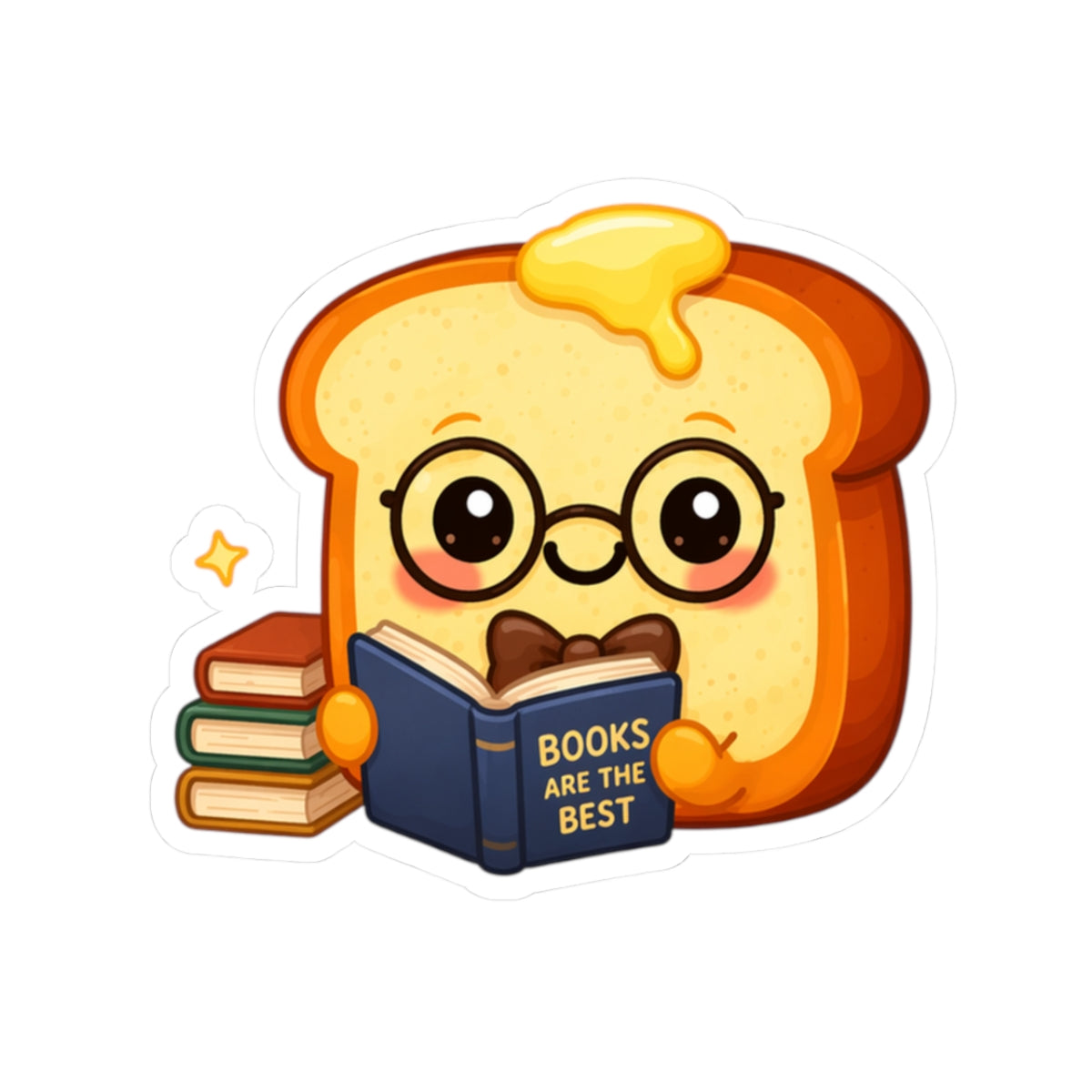 Cute Hubby Book Lovers Toast Kiss-Cut Sticker