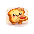 Kawaii Toast Bread with Jam Kiss-Cut Sticker