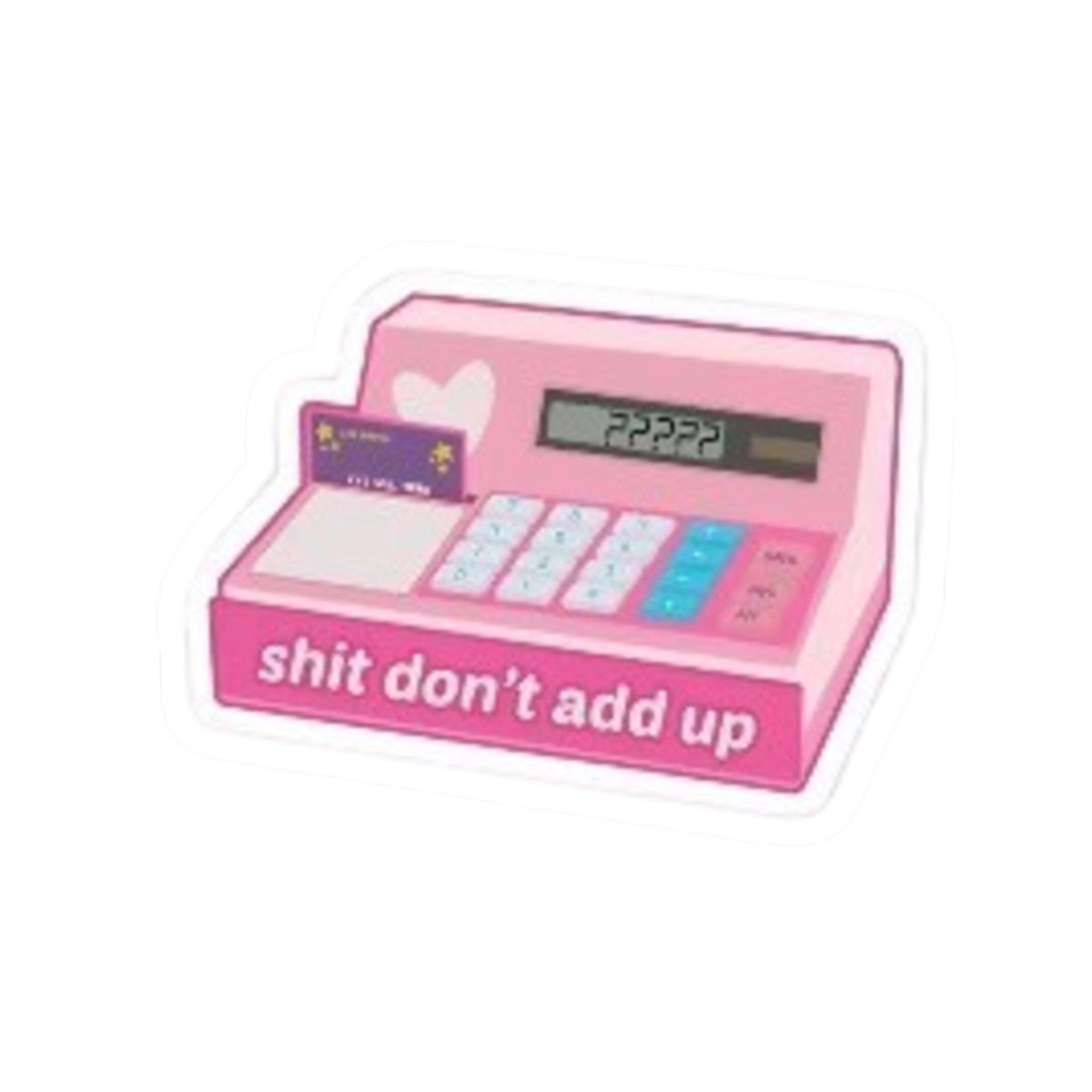 Pink Retro Cash Register "She Don't Add Up" Kiss-Cut Sticker