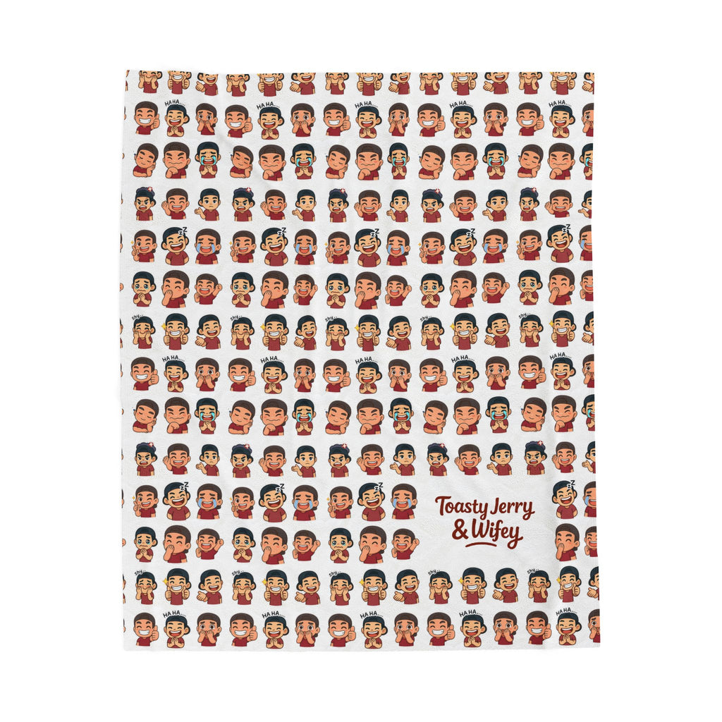Velveteen Plush Blanket — Toasty Jerry Emoji Face Pattern Throw Blanket
