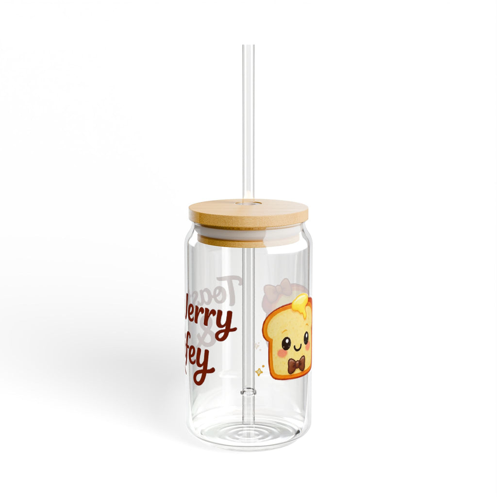 Cute Toast Sipper Glass – 16oz Cute Breakfast Straw Tumbler