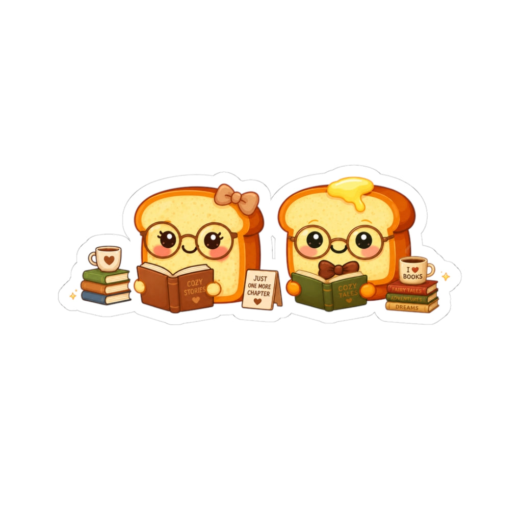 Cozy Book Lovers Toast Kiss-Cut Sticker