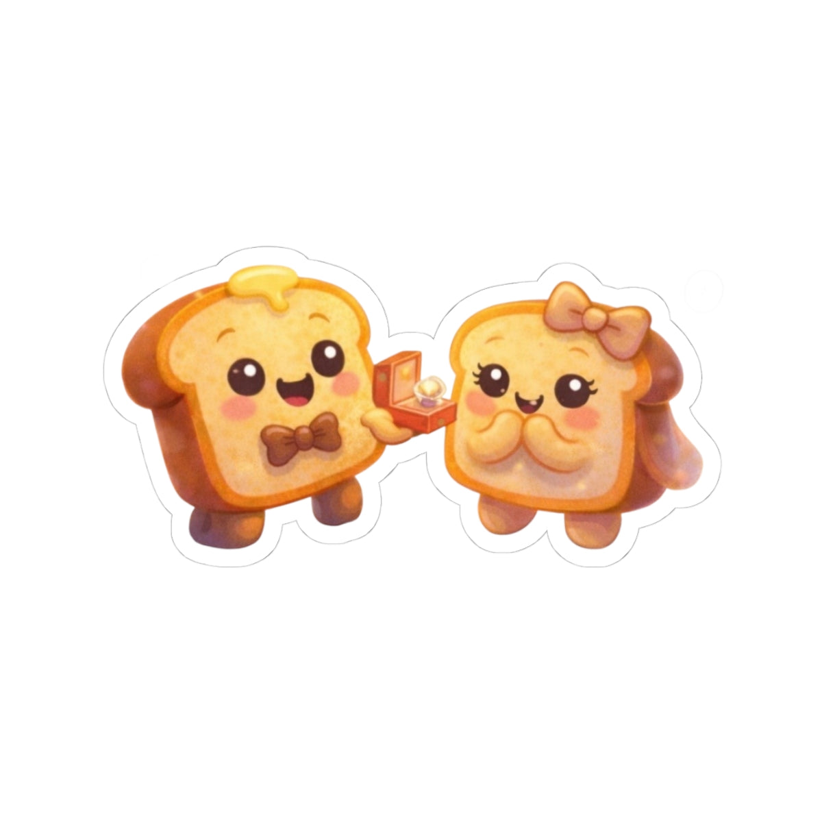 Cute Toast Proposal Kiss-Cut Sticker