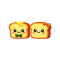 Kiss-Cut Stickers - Toasty Couple Dark Green + Orange