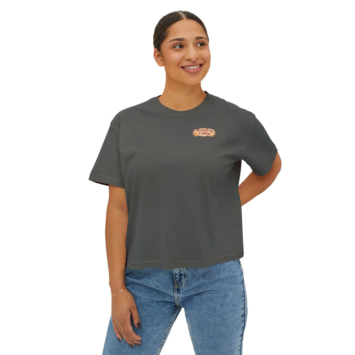 ToastJerry & Wifey Story Book — Women's Boxy Cropped T‑Shirt