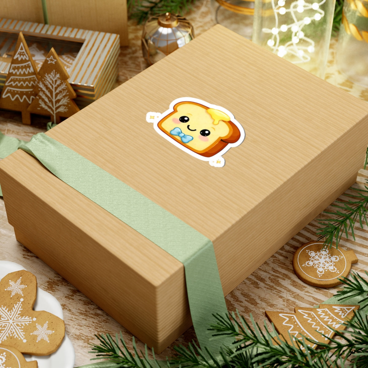 Kiss-Cut Sticker — Toasty Light Blue Bowtie