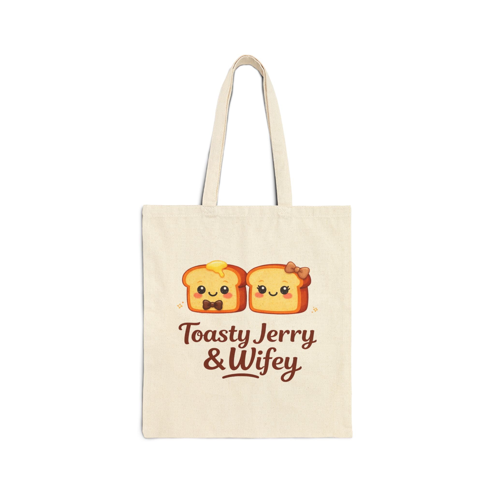 Tote Bag — "Toasty Jerry & Wifey" 'Spreading Smiles, One Toast at a Time' Canvas Tote