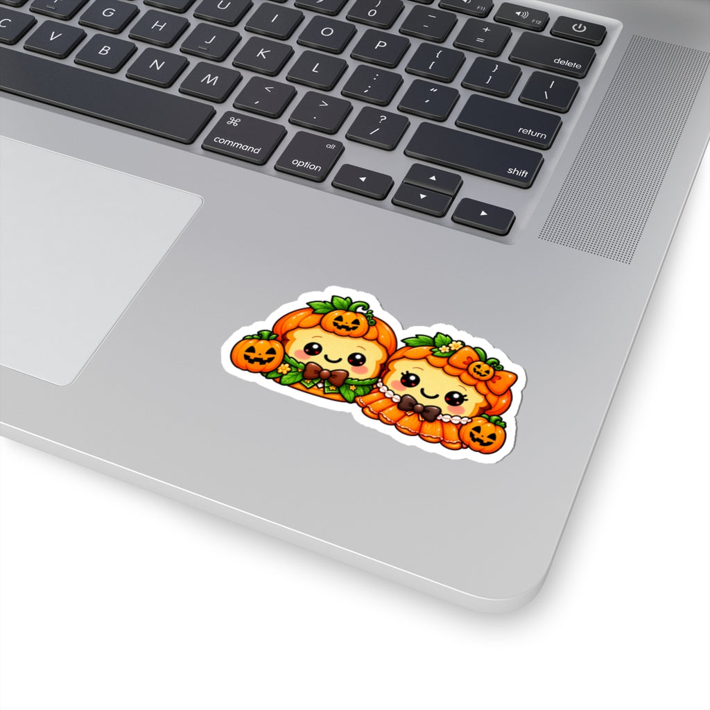 Cute Pumpkin Couple Kiss-Cut Sticker