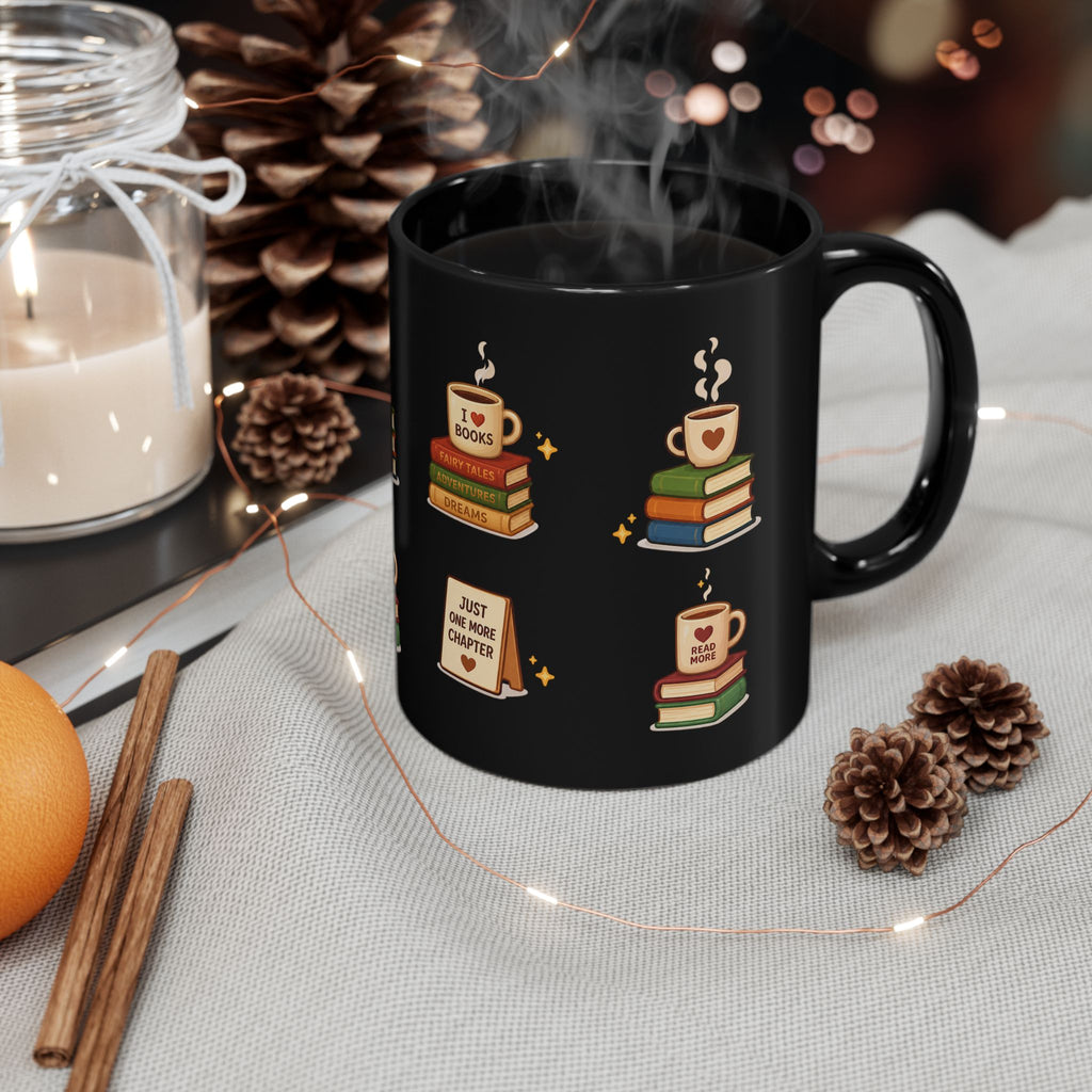Book Lover Ceramic Black Mug (11oz & 15oz)