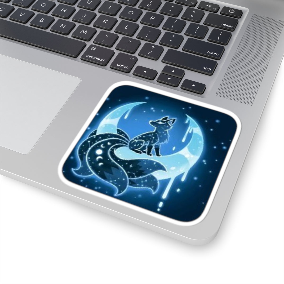 Moon Fox Sticker — Blue Celestial Vinyl Kiss-Cut Sticker