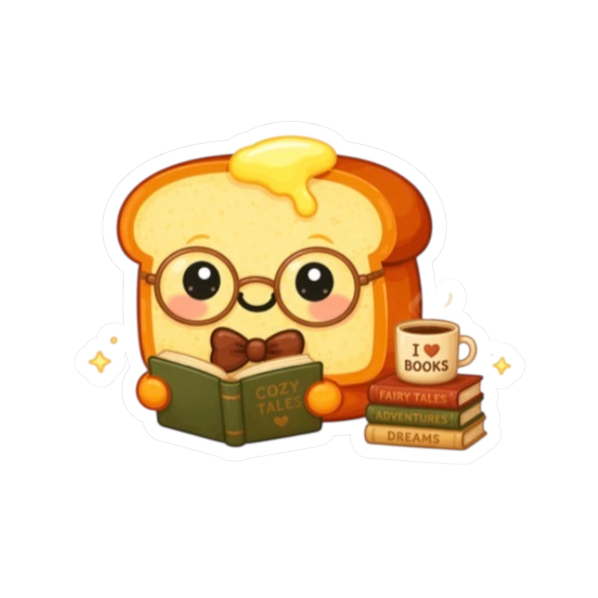 Cozy Hubby Book Lovers Toast Kiss-Cut Sticker