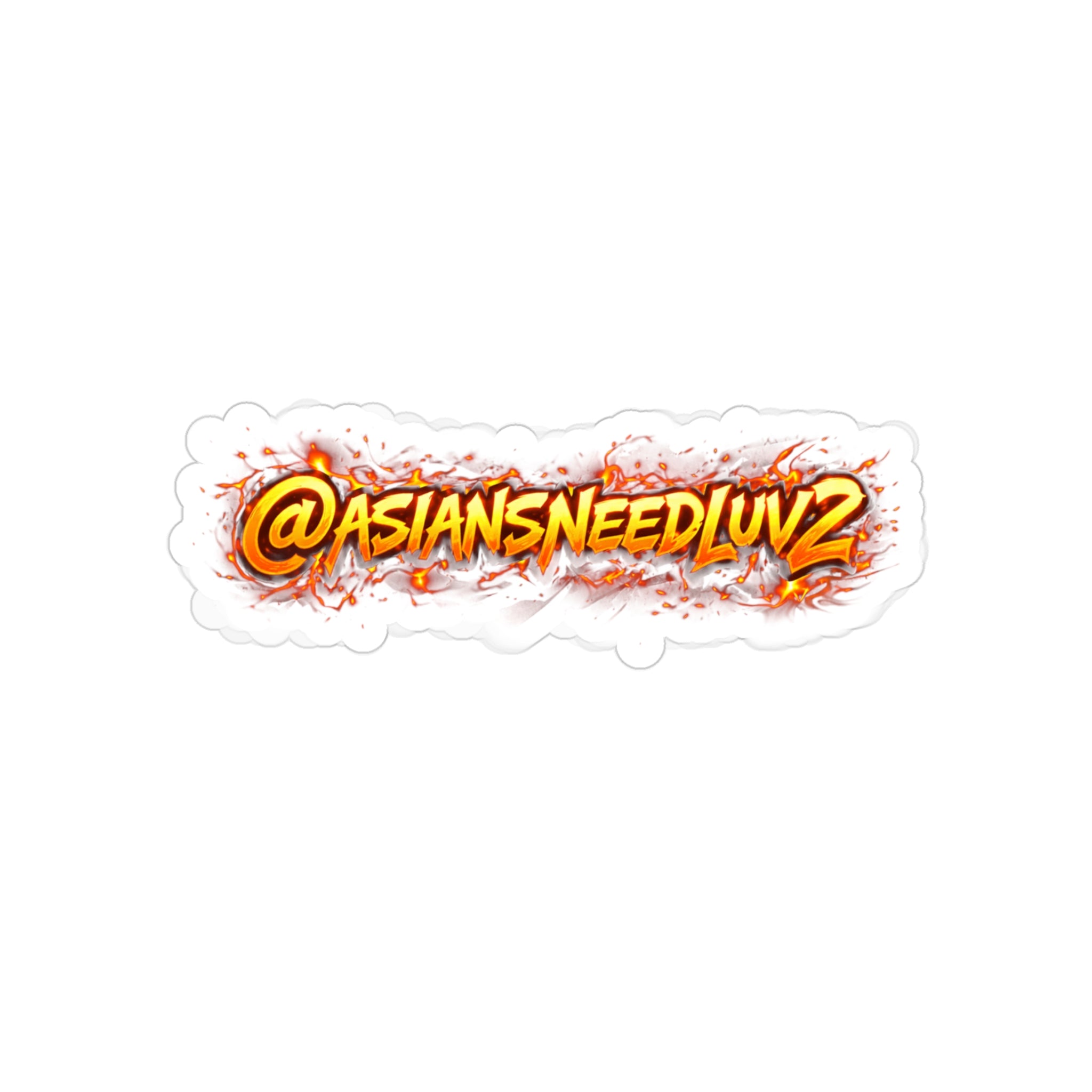 @ASIANSNEEDLUV2 Flame Logo Sticker — Transparent Die-Cut Outdoor Sticker