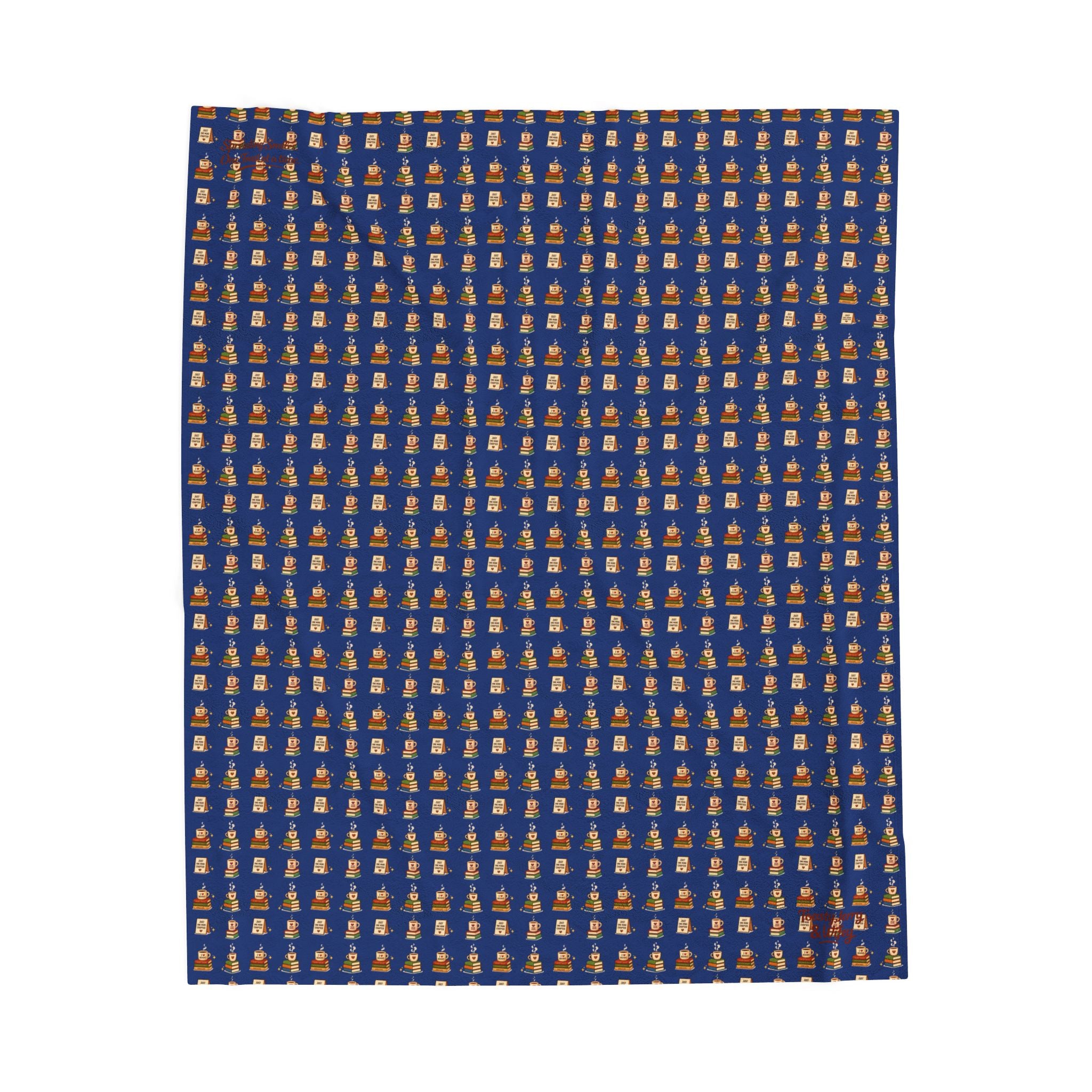 Cozy Book Lovers Books & Coffee Velveteen Plush Blanket