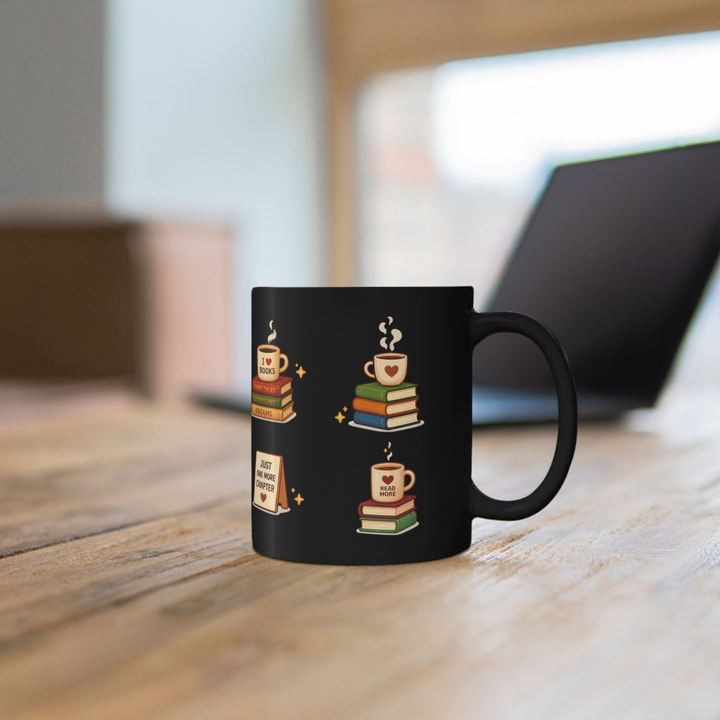Book Lover Ceramic Black Mug (11oz & 15oz)