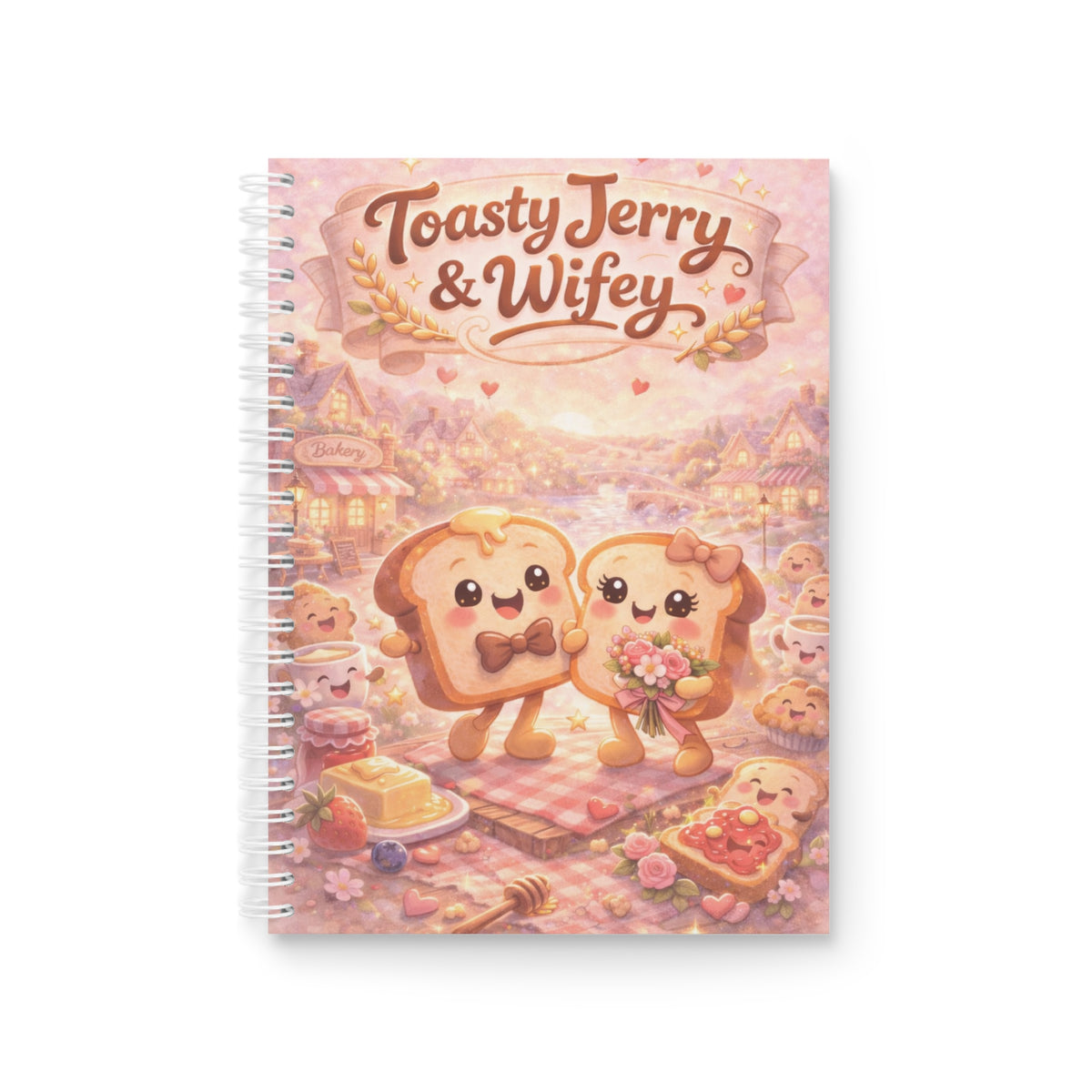 Toasty Jerry & Wifey Spiral Notebook — Kawaii Toast Couple Cute Journal