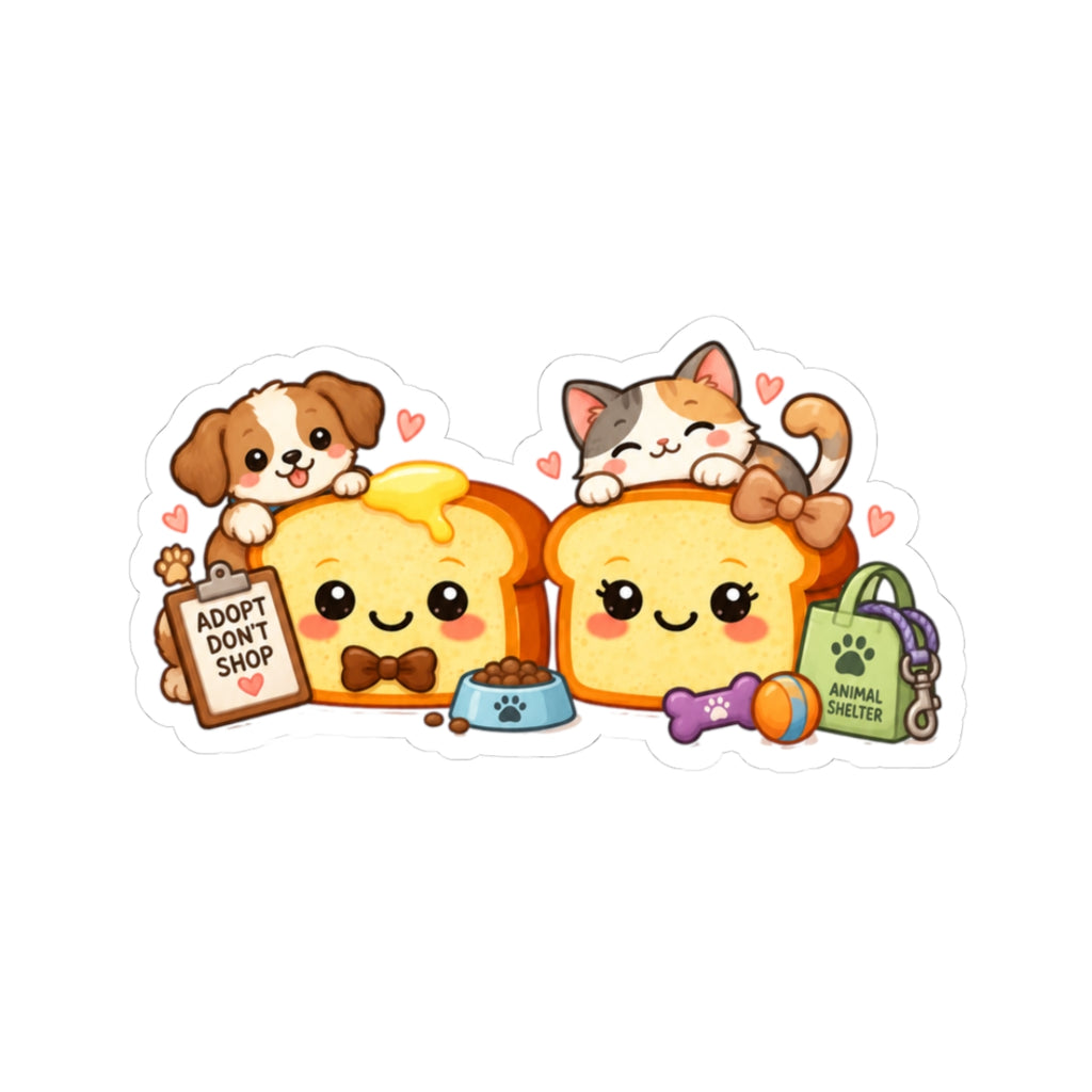 Cute Adopt-Pets Toast Kiss-Cut Sticker