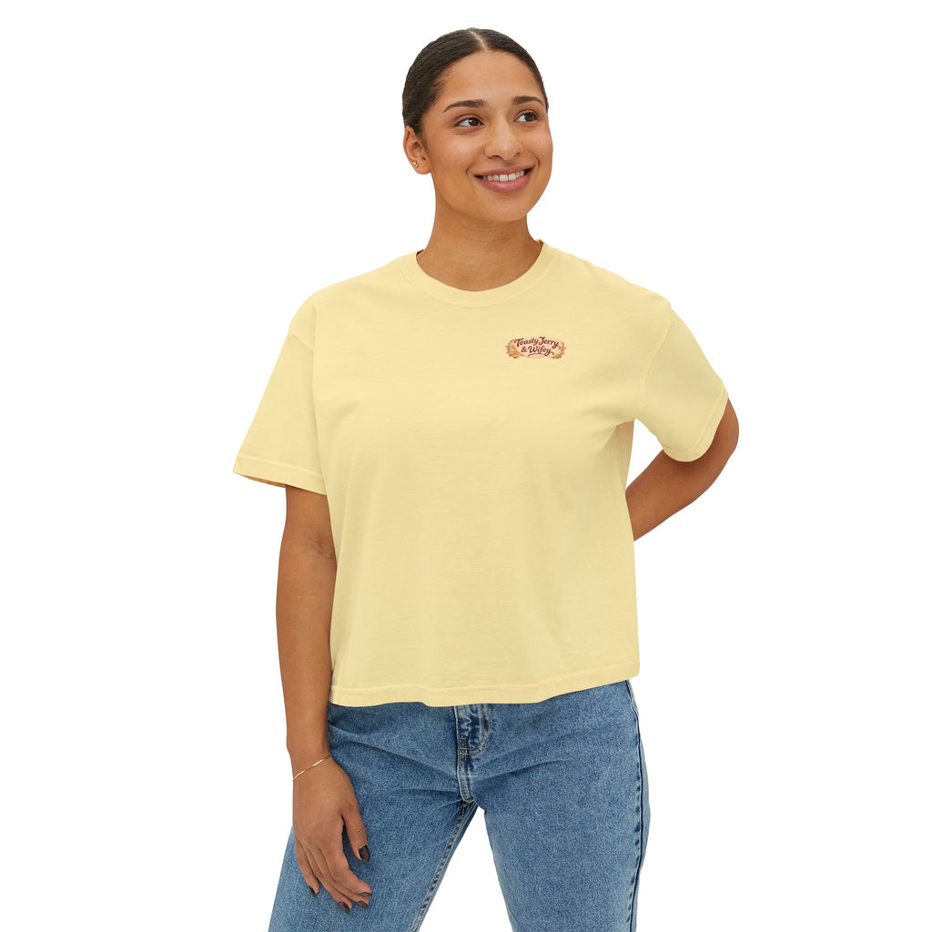 ToastJerry & Wifey Story Book — Women's Boxy Cropped T‑Shirt
