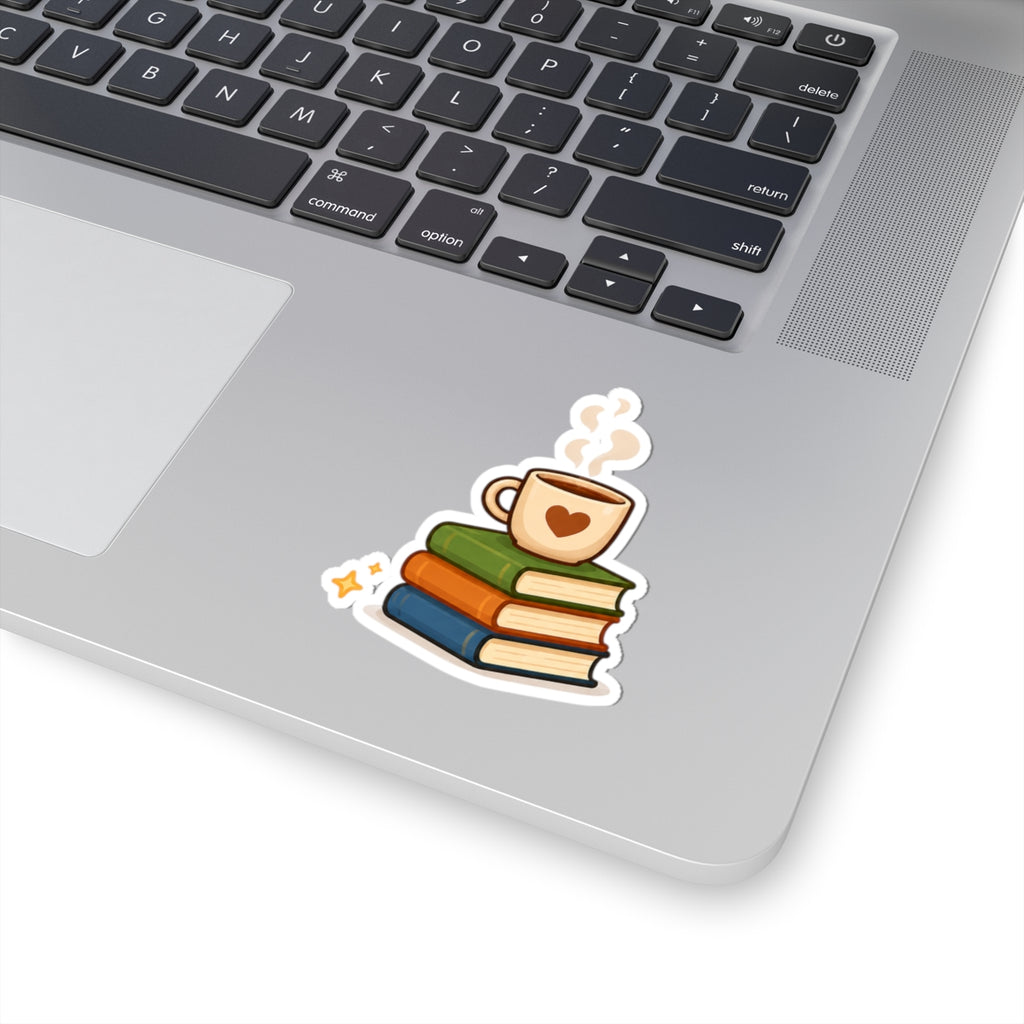 Cute Stack of Books with Heart Mug Sticker