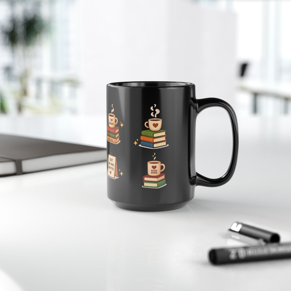 Book Lover Ceramic Black Mug (11oz & 15oz)