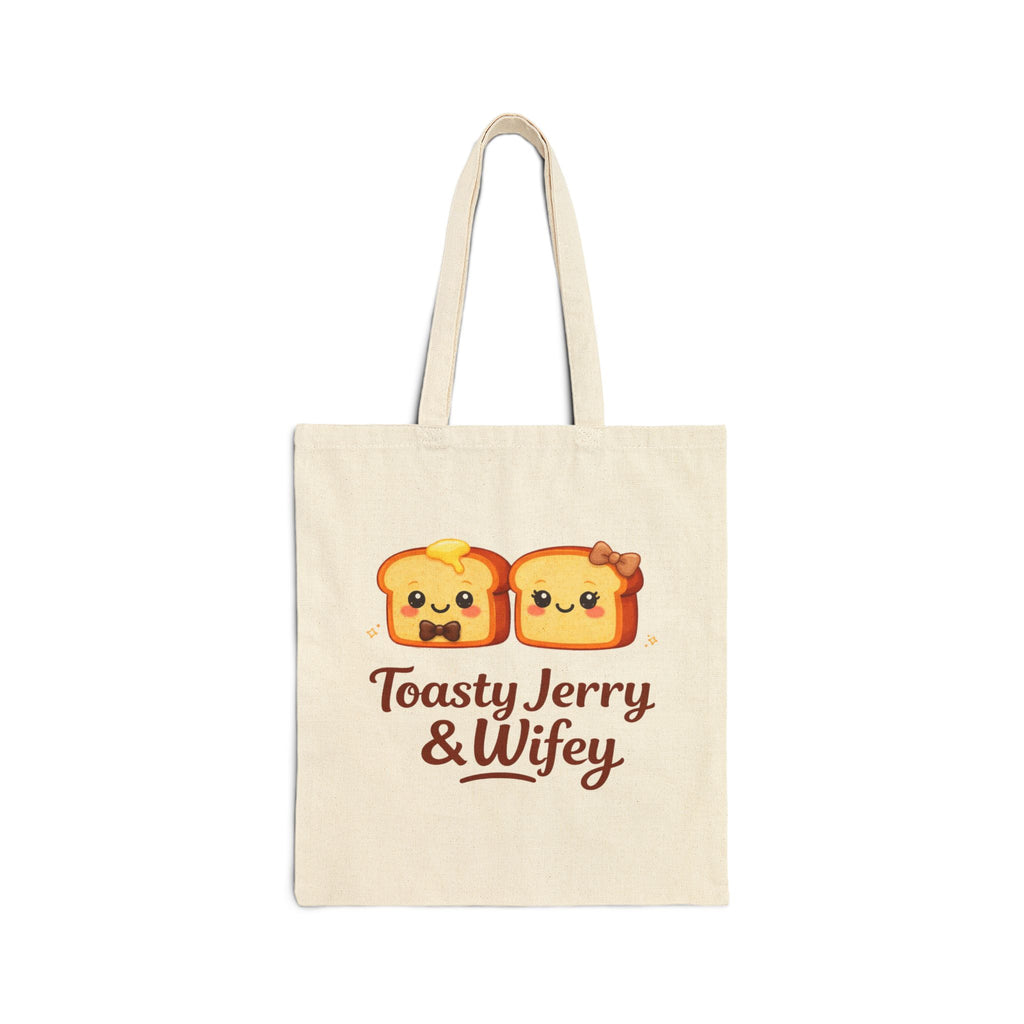 Tote Bag — "Toasty Jerry & Wifey" 'Spreading Smiles, One Toast at a Time' Canvas Tote
