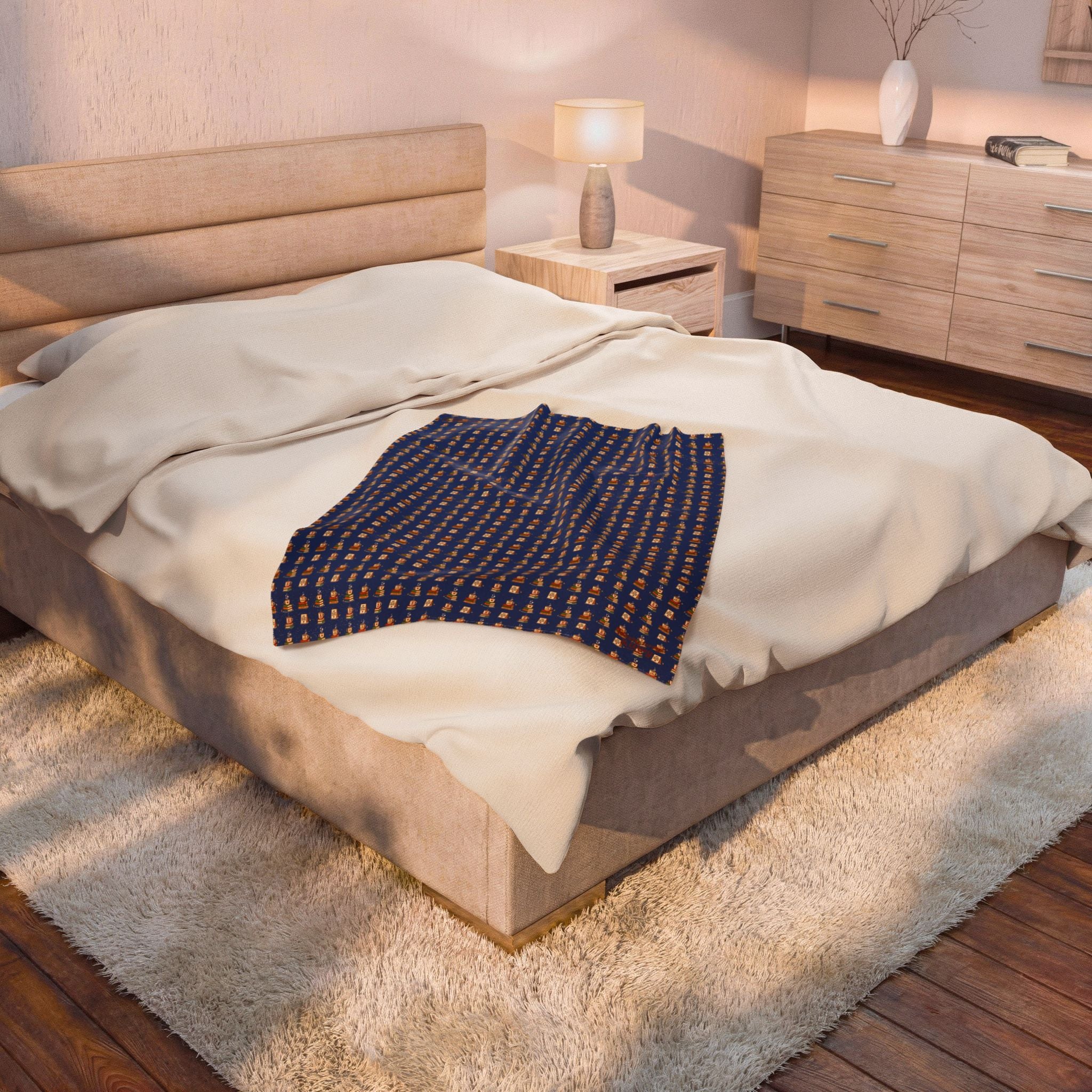 Cozy Book Lovers Books & Coffee Velveteen Plush Blanket