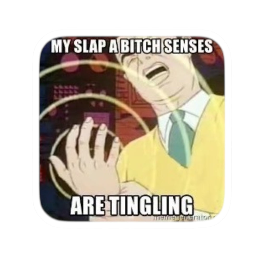 Funny Meme Sticker — “My Slap A Bitch Senses Are Tingling” Kiss-Cut Sticker