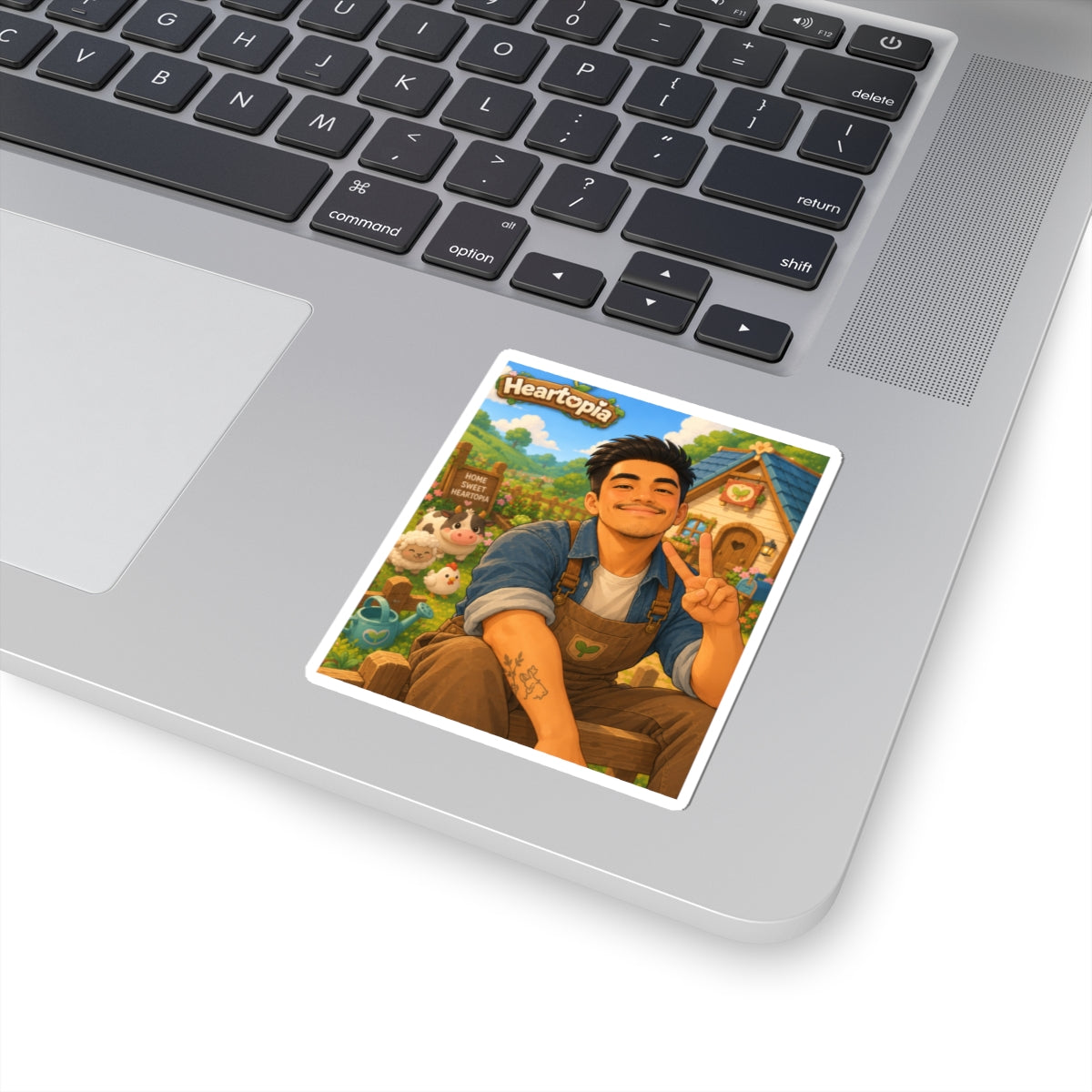 Heartopia Farmer Sticker — Peace Sign Character Kiss-Cut Vinyl Sticker