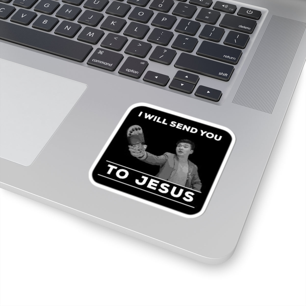 I Will Send You To Jesus Sticker — Funny Vintage Preacher Religious Vinyl Kiss-Cut